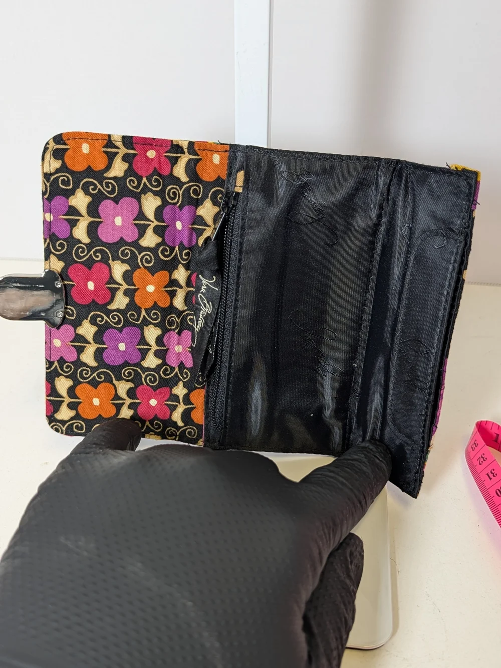 Vera Bradley Quilted Floral Wallet in Black, Purple, Yellow & Green - Picture 5 of 8